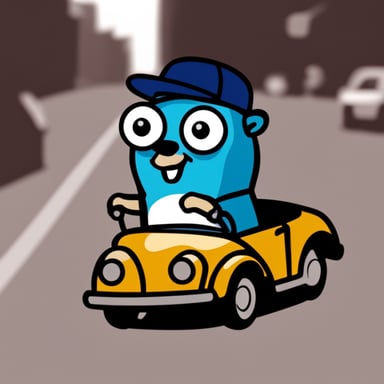 Go blue gopher driving a car.