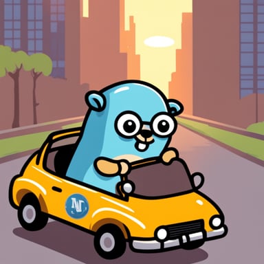 Go blue gopher driving a car.