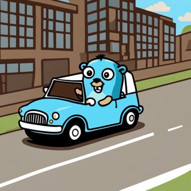 Go blue gopher driving a car.