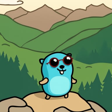 Go Blue Gopher on a mountain, enjoying the view and the fresh air.
