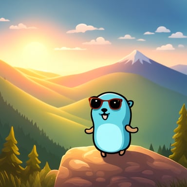 Go Blue Gopher on a mountain, enjoying the view and the fresh air.