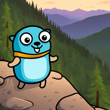 Go Blue Gopher on a mountain, enjoying the view and the fresh air.
