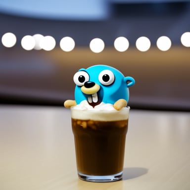 Go blue gopher enjoying a root beer float.