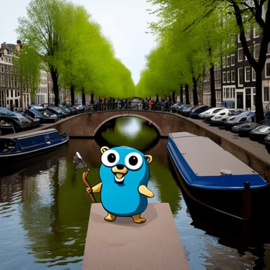Go Blue Gopher on the Amsterdam canals