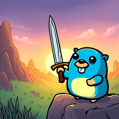 Go blue gopher with Frodo's sword shining.