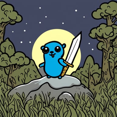 Go blue gopher with Frodo's sword shining.