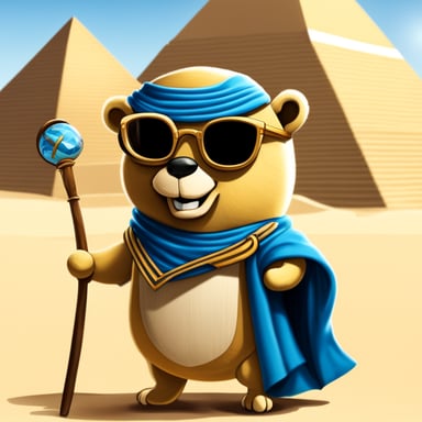 Go Blue Gopher visited the Pyramids of Giza, marveling at the ancient wonders and learning all about their history.