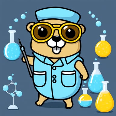 Go blue gopher is having a great day conducting fun science experiments.