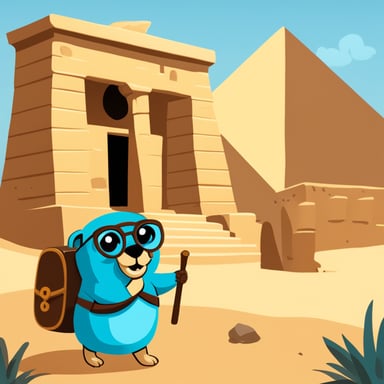 My go blue gopher embarked on an exciting journey to explore the ancient wonders of Egypt.