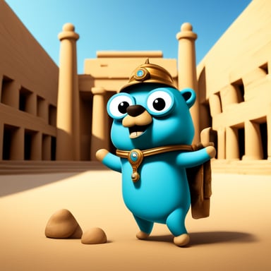 My go blue gopher embarked on an exciting journey to explore the ancient wonders of Egypt.