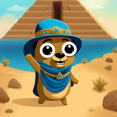 My go blue gopher embarked on an exciting journey to explore the ancient wonders of Egypt.