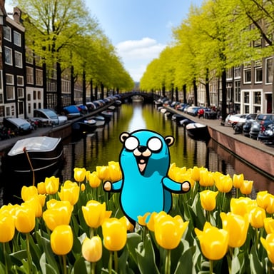Go Blue Gopher enjoyed a beautiful day exploring the vibrant city of Amsterdam, from the scenic canals to the colorful tulip fields.