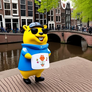 Go Blue Gopher enjoyed a beautiful day exploring the vibrant city of Amsterdam, from the scenic canals to the colorful tulip fields.