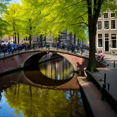 Go Blue Gopher enjoyed a beautiful day exploring the vibrant city of Amsterdam, from the scenic canals to the colorful tulip fields.