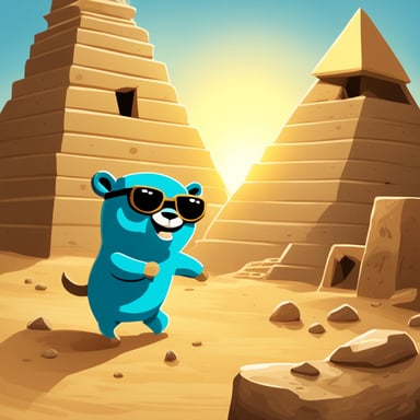 Go blue gopher discovered ancient treasures while exploring the pyramids in Egypt.