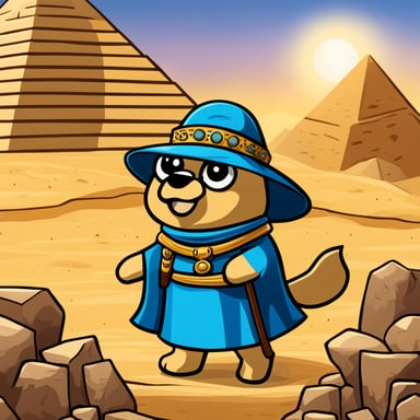 Go Blue Gopher explores the ancient pyramids of Egypt, marveling at the history and mystery surrounding this magnificent civilization.