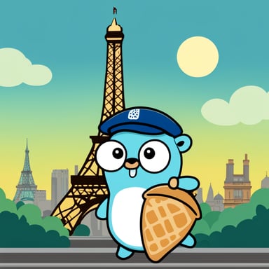 Go blue gopher loves learning about France, from the beautiful Eiffel Tower to the delicious croissants. Every day, it dreams of exploring the charming streets of Paris.