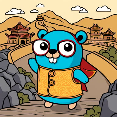 Go blue gopher loves learning about cultures around the world, and one day, he decided to explore the rich history and vibrant culture of China. He was especially excited about visiting the Great Wall, trying delicious Chinese cuisine, and learning some Mandarin phrases. Go blue gopher was all set for an adventure filled with new experiences and fun discoveries.
