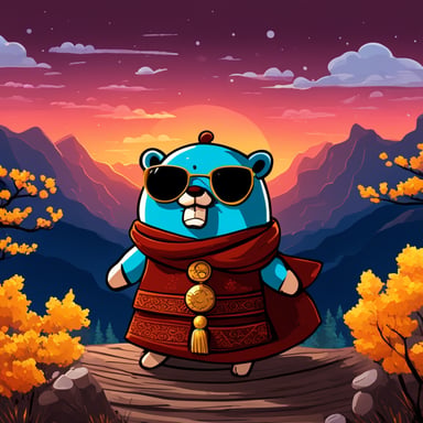Go blue gopher explores the beautiful landscapes of China, learning about its rich history and vibrant culture.