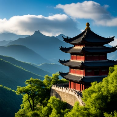 Go blue gopher explores the beautiful landscapes of China, learning about its rich history and vibrant culture.