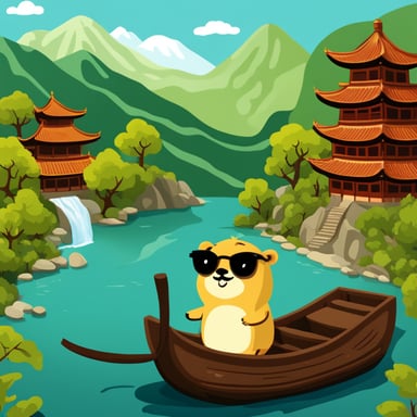Go blue gopher explores the beautiful landscapes of China, learning about its rich history and vibrant culture.