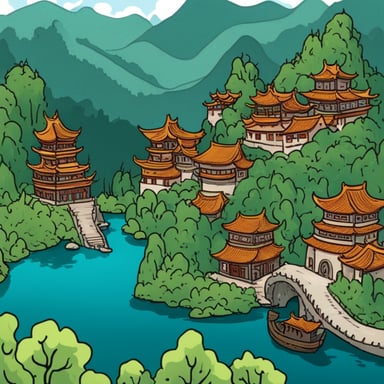 Go blue gopher explores the beautiful landscapes of China, learning about its rich history and vibrant culture.