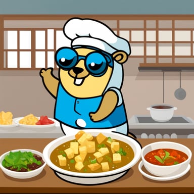 Go blue gopher enjoys trying different tofu recipes while in China.