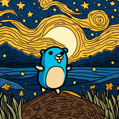 Go Blue Gopher under the starry night.