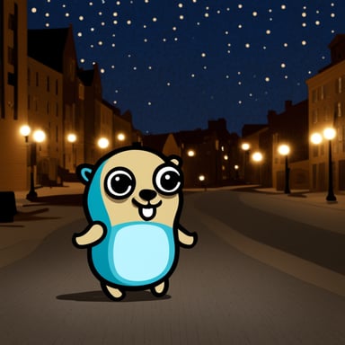 Go Blue Gopher under the starry night.
