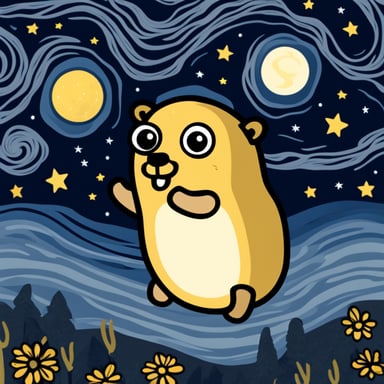 Go Blue Gopher under the starry night.