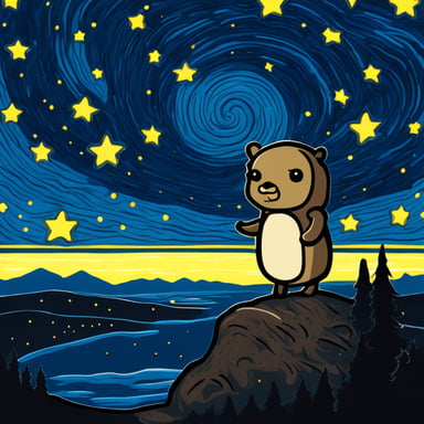 Go Blue Gopher under the starry night.