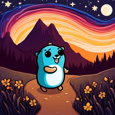 Go Blue Gopher under the starry night.