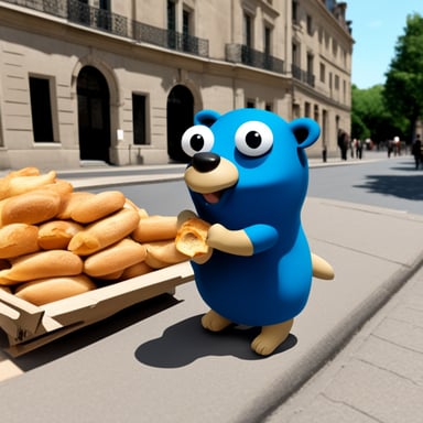 In France, Go Blue Gopher enjoys eating baguette.