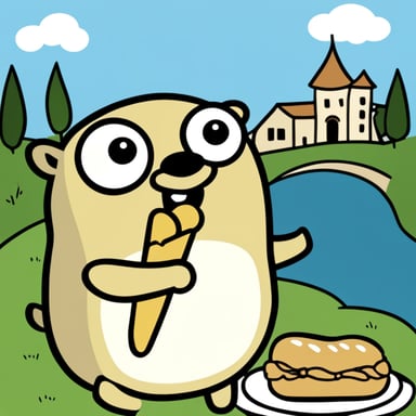 In France, Go Blue Gopher enjoys eating baguette.