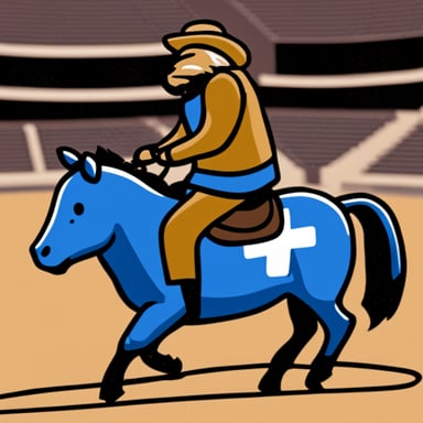 Go Blue Gopher riding a horse.