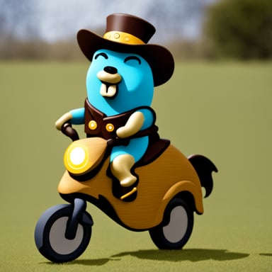 Go Blue Gopher riding a horse.
