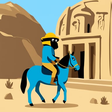 Go Blue Gopher riding a horse in Egypt.