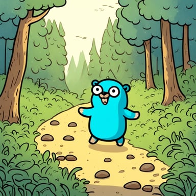 Go Blue Gopher happily walking around the forest.