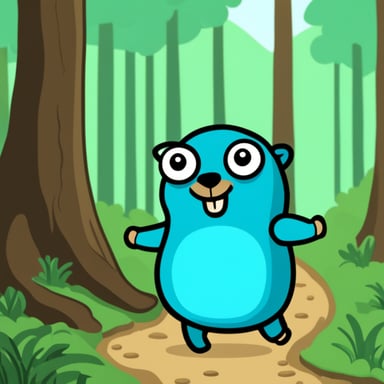 Go Blue Gopher happily walking around the forest.