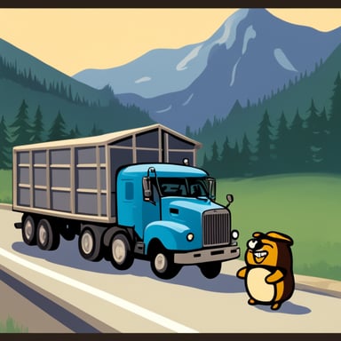 Go Blue Gopher as a truck driver navigated the highways with skill and dedication, always ensuring his deliveries were on time.