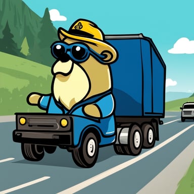Go Blue Gopher as a truck driver navigates the highways with skill and dedication, delivering goods to their destinations on time.