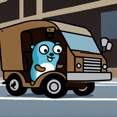 Go Blue Gopher driving a truck.