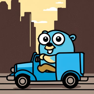 Go Blue Gopher driving a truck.