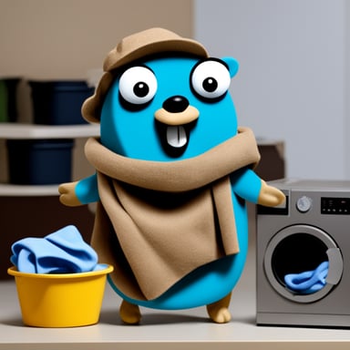 Go Blue Gopher does laundry.