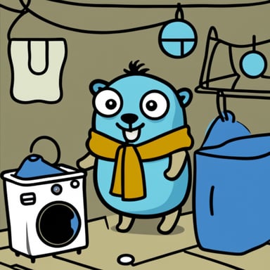 Go Blue Gopher does laundry.