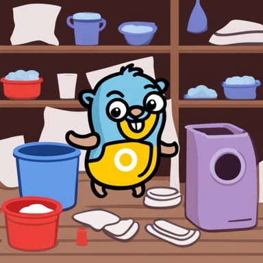 Go Blue Gopher does laundry.