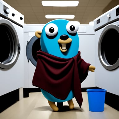 Go Blue Gopher does laundry.
