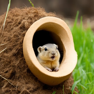 Mom gopher gives birth to little go blue gopher.