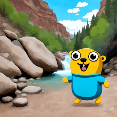 Go Blue Gopher going on an adventure in the canyons.