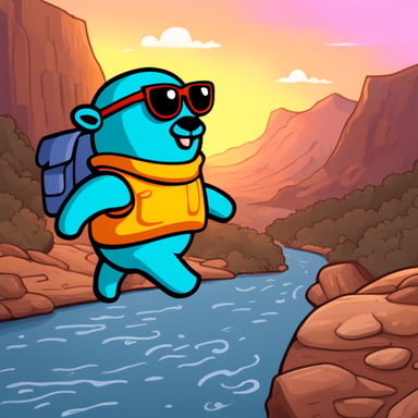 Go Blue Gopher going on an adventure in the canyons.